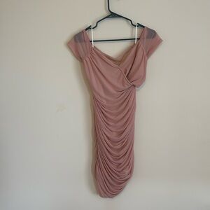 SHEIN Pink Ruffled Maternity Dress